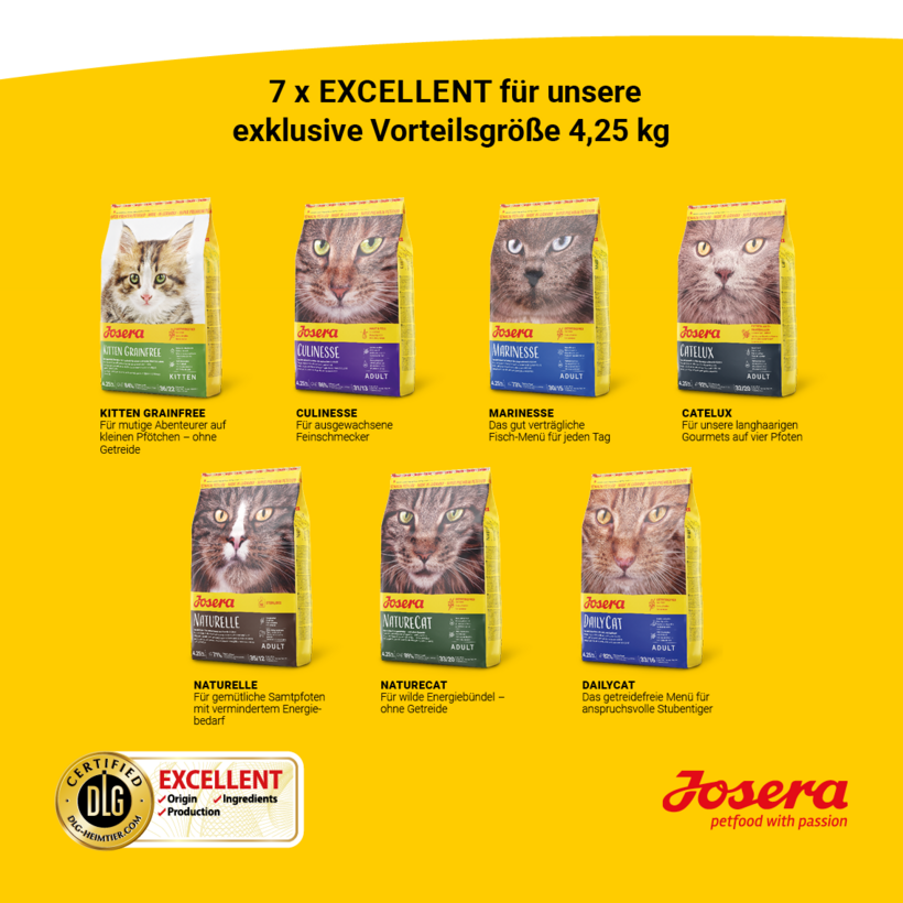 Josera Katzenfutter Test: DLG zertifiziert mit EXCELLENT